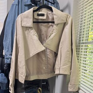 Cream PU Leather Jacket